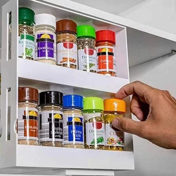 Rotating Spice Rack Organizer, Double Layer Spice Jar Holder - Picture 5 of 9